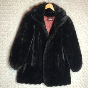 Jordache Faux Fur Coat Black‎ Plush Warm Winter Jacket